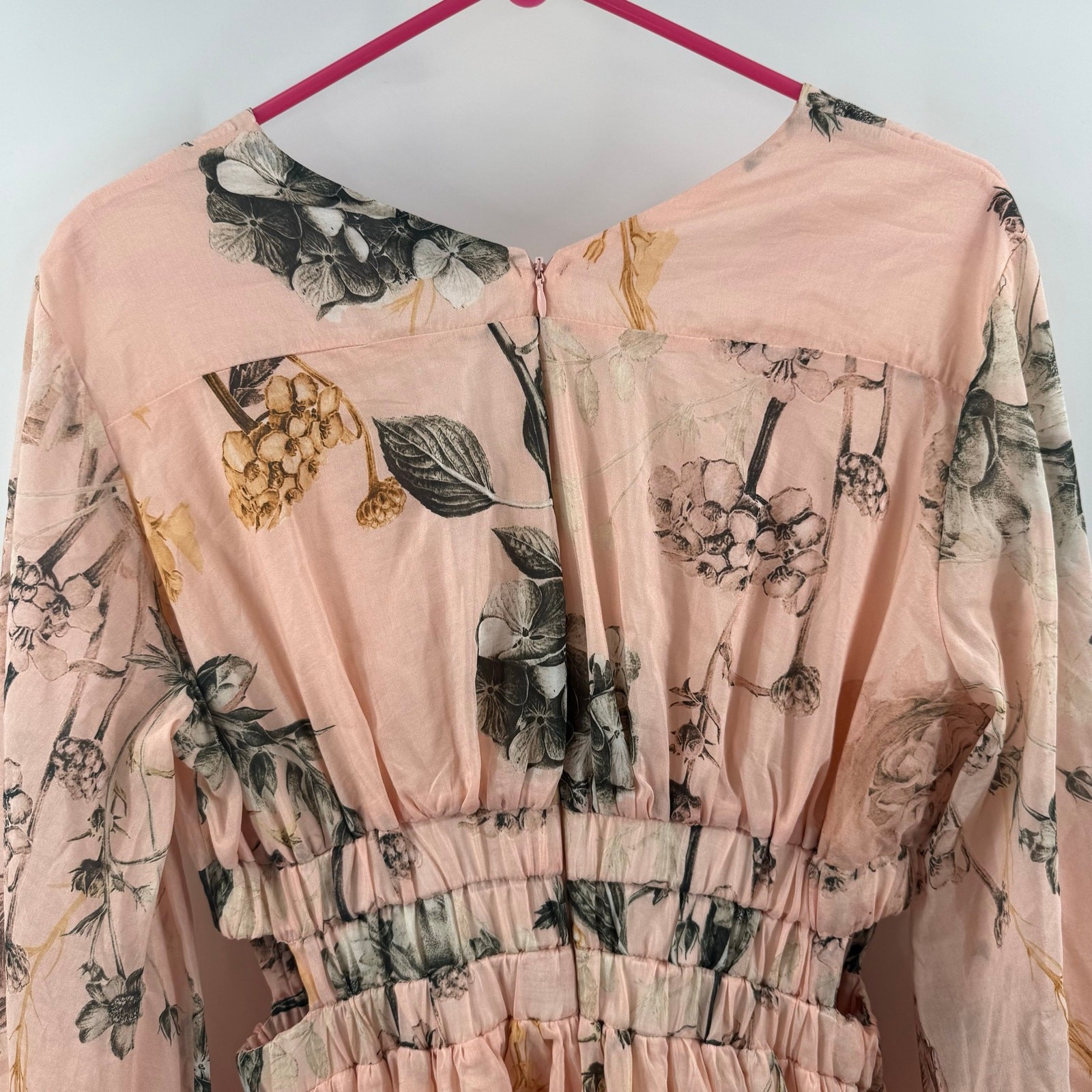 Karen Millen Rui Jiang Dress Women's SZ 6 NWT Botanical Pink Silk Cotton Maxi