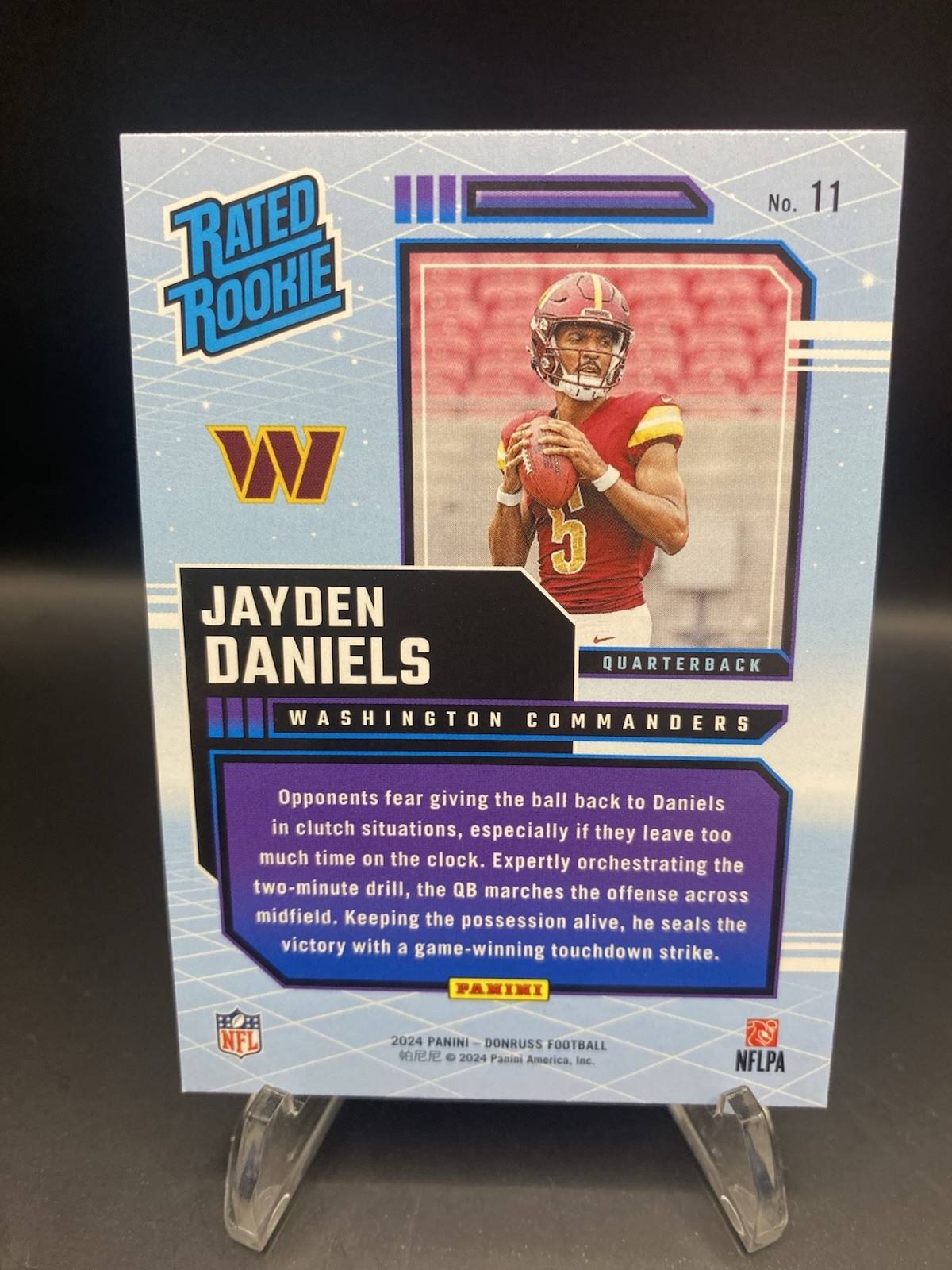 2024 Donruss Jayden Daniels Retro Rated Rookie #11 Washington Commanders view 2