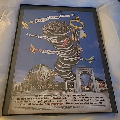 Oreo Stacking Contest Universal Studios Vintage Print Ad 1997 Framed 8.5X11 