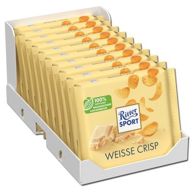 (15,35 /1kg) Ritter Sport Weiss Crisp, Schokolade, 10 Tafeln je 100g