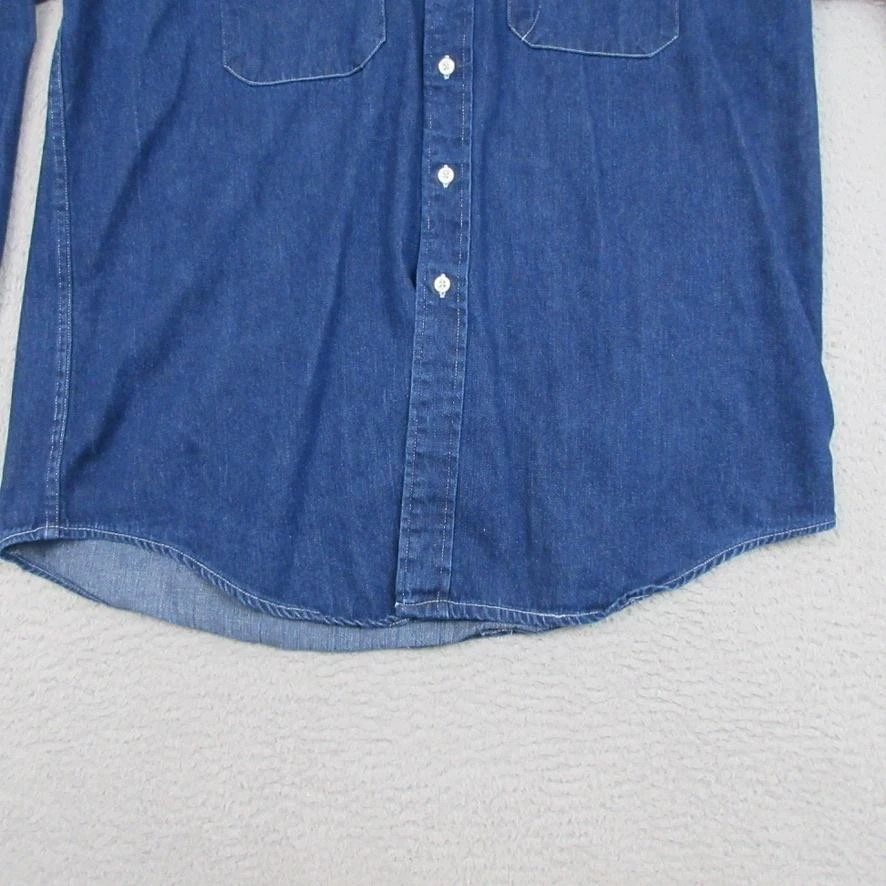 Camisa vaquera vintage Cambridge Classics para hombre grande azul con botones doble bolsillo años 90 Foto 4 de 4