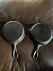 Wagner #3 Hammered Cast Iron Skillet Unmarked  plus Wagner #3  marked