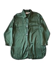 Vintage 90s Victorias Secret Gold Label Silk Sleep Shirt Emerald Green Size S