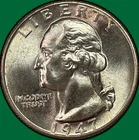 1947 Washington Quarter Silver Brilliant Uncirculated BU Coin #39363