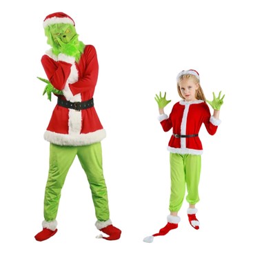 Neu Das  Grinch Kostüm für Weihnachten Cosplay  Santa Outfit Set inklusive Maske
