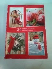 24 Seasonal Christmas Cards 6 Of Each Design (All Components But Open Box