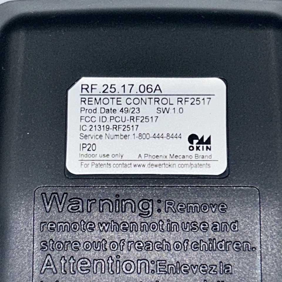 Mattress Firm - RF.25.17.06A - Tempur-Pedic Okin- Remote - RF2517 - Image 3 of 4
