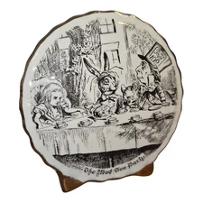 Vtg Alice In Wonderland The Mad Tea Party Mini Plate Vase Alice’s Shop England 