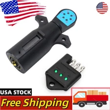 7 Way Blade Trailer Light Wiring Tester Hitch LED 4Pin Plug Connector Adapter US