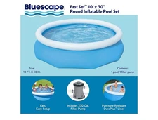 Bluescape Fast Set 10' x 30'' Round Inflatable Soft Sided Above Ground