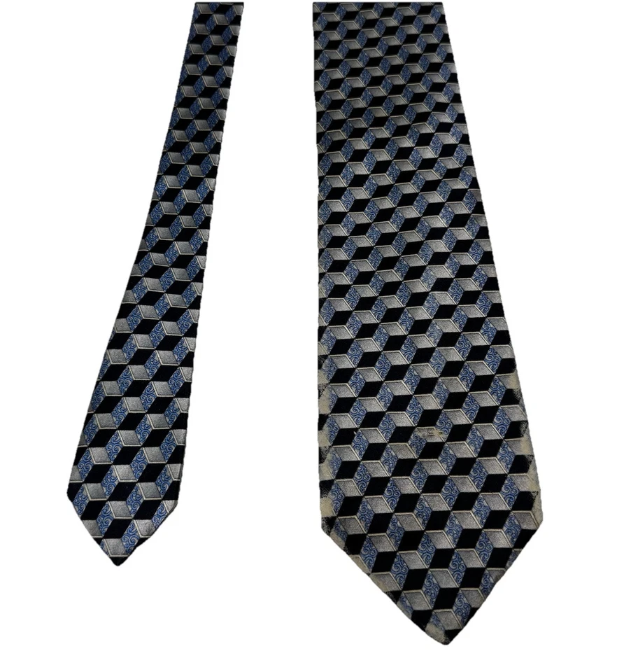 Corbata Zilli 100% Seda Formas Geométricas Lujo Negocios Italia Diseñador Foto 3 de 4