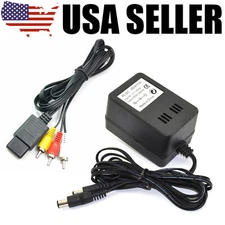 AV RCA Audio+AC Cable Power Supply Adapter Cord For Super Nintendo SNES Game Set