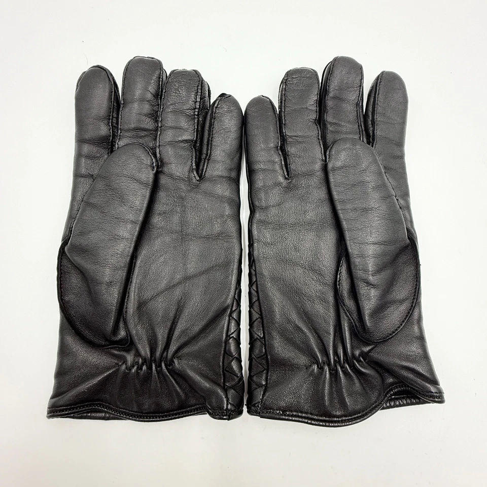 Guantes de cuero Bottega Veneta Intrecciato negros 356650 V5100 talla 85 EN STOCK 744 Foto 2 de 4