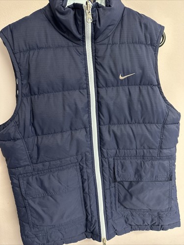 NIKE Giubbotto Scaldacorpo Gilet Piumino Piumino Reversibile Blu. Regno Unito 10-12 - Foto 2 di 12