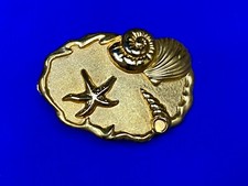 Vintage Sea Shell Ocean Nautical Theme Gold Tone Belt Buckle Bv Revcor