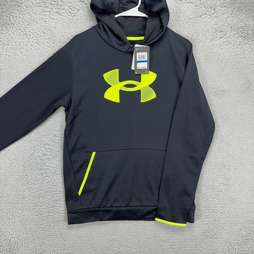 Under Armour Boys Hoodie Sweatshirt XL Black Neon Loose Drawstring Youth NEW