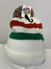 Coal Headwear Unisex 100 Acrylic Cuffed Pom Beanie Winter Hat White Striped NWT
