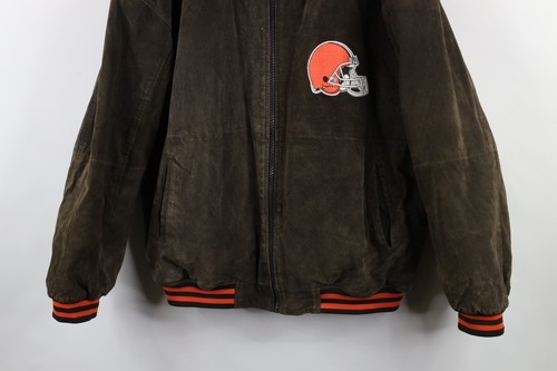 Vintage 90s Mens Large Distressed Cleveland Browns Football Suede Leather Jacket - Picture 3 of 18