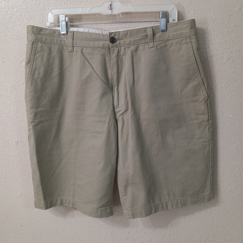 Dockers The Perfect Shorts Men Size 34 Sand Khaki Stretch Flat Front - EUC 4648