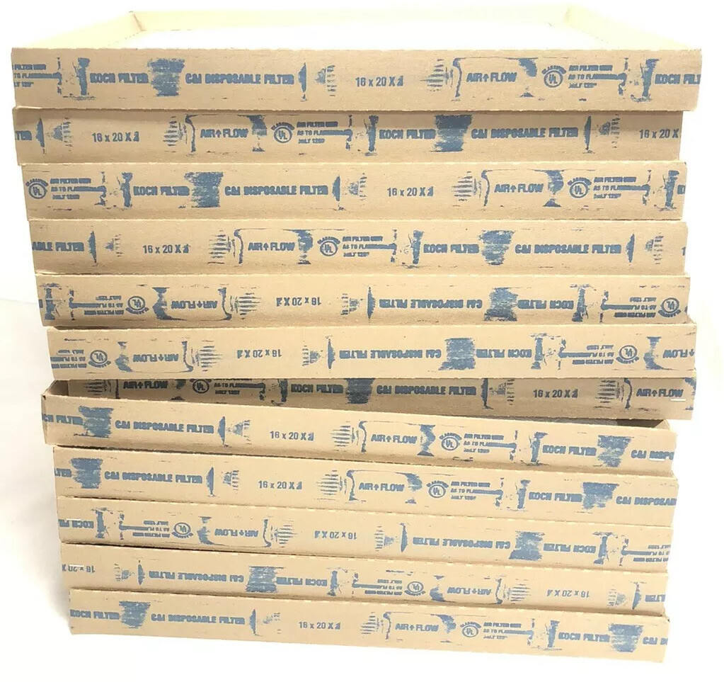 12 KOCH Fiberglass Panel Air Filters 276160200 16x20x2 New Open Box