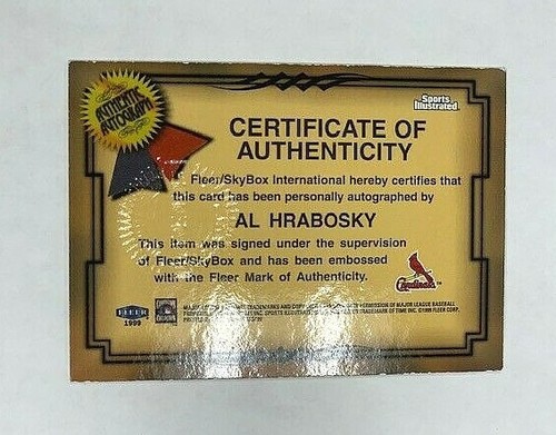 1999 Fleer Sports Illustrated Al Hrabosky Greats of the Game autógrafo cardenales - Imagen 2 de 2