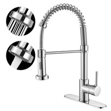 Single-Handle Pull Out Sprayer Coil Spring High-Arc Kitchen Faucet with Deckplat
