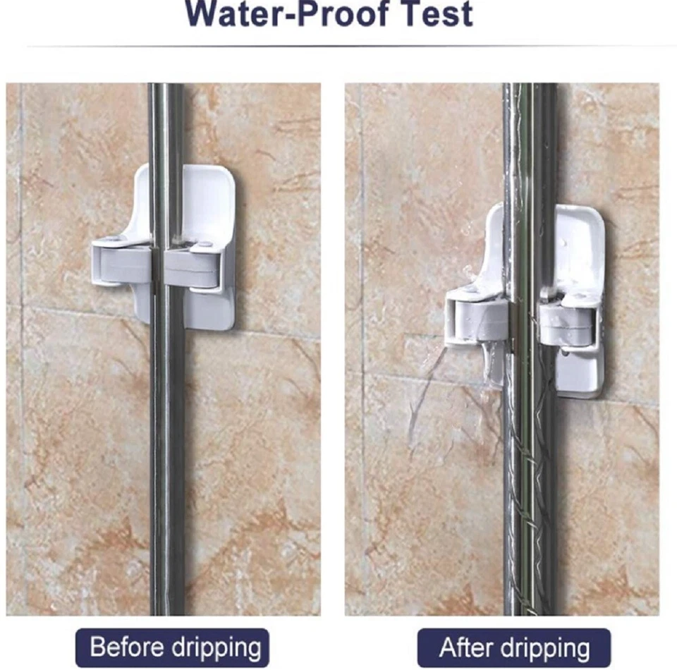 4-Pack Wall-Mount Broom Mop Holder – Self-Adhesive Gripper Rack for Home/Garage - Image 4 of 4