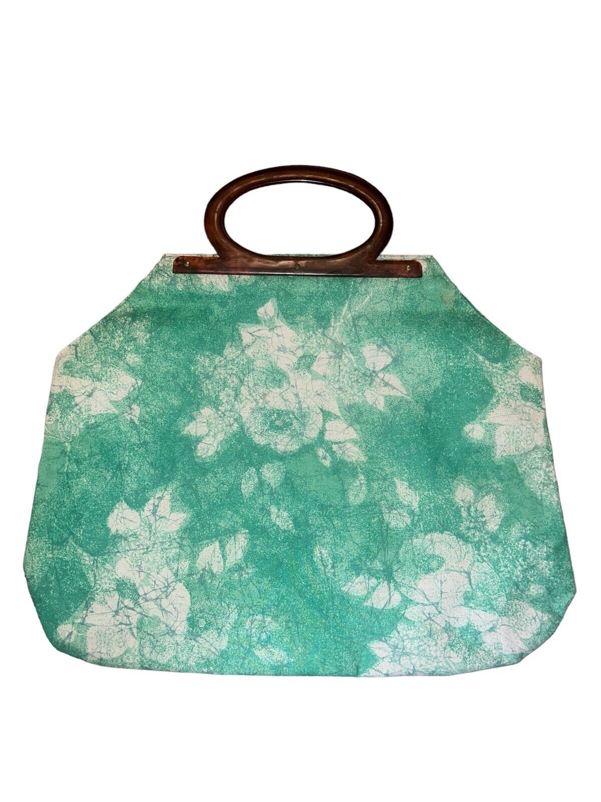 Vintage Green/white Floral Shopping Tote - image 2