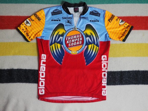 Vintage 90er Jahre Giordana Italien Thomas Kemper 1/4 Reißverschluss Diadora Straße Radfahren Trikot Herren M