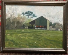 Home Barn Oil Painting Verso Inscription° Duckings 1984 From Helga To Maurice
