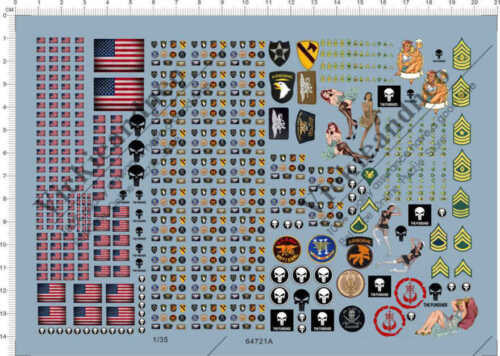1/35 Scale helmet All Size USA flag brassard collar badge Model Kit Water Decal - Picture 1 of 1