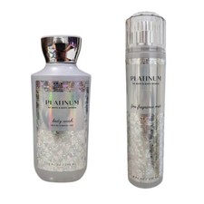 SET OF 2 NEW Bath  Body Works Platinum Body Wash Gel 10 oz  Body Mist 8 oz