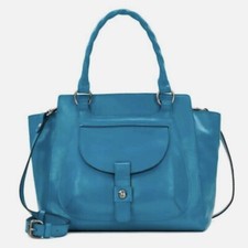 Patricia Nash Terrasini Leather Shopper Tote Bag Turquoise  299.95