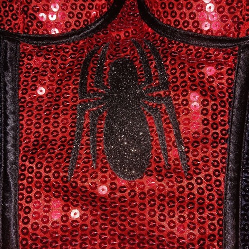 Damen Spider Girl Pailletten Korsett Bustier Sexy Spiderman Kostüm Small 4 6 8 Neu mit Etikett - Bild 18 von 24