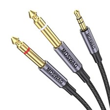 3.5 mm to 2 x 6.35 mm Cable 10 ft 1/8 inch Male Stereo to Dual 1/4 Mono Male