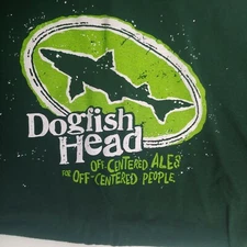 Dogfish Head Shirt Large Green Craft Beer Milton Delaware Brewery Off Center