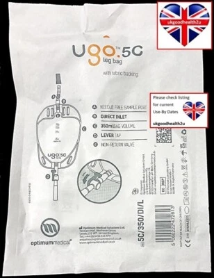 ugo 5C Urine Collection Leg Bag 350ml direct inlet sterile No Straps CE cert'd