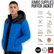 Mens Winter Puffer Jacket Quilted Hooded Warm Padded Bubble Coat Water Proof UK
