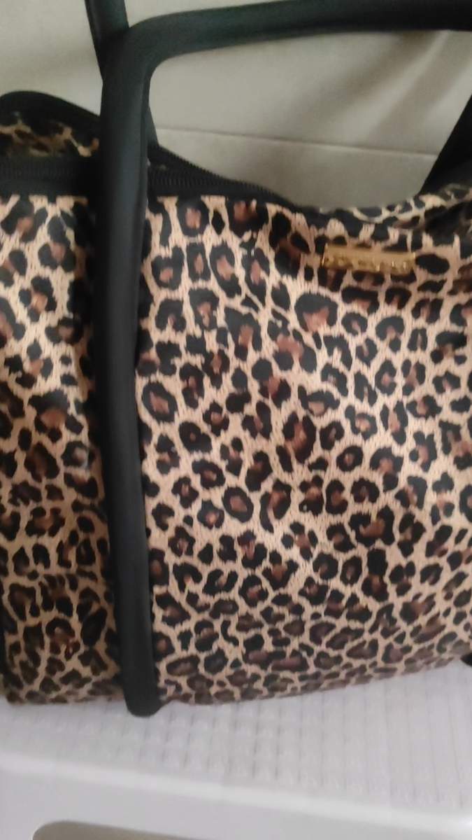 Sonia RYKIEL Paris Brown Panther Animal Print Nylon Tote Bag Women