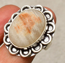 Sunstone Gemstone 925 Sterling Silver Handmade Jewelry Ring Size 7