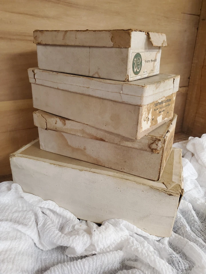 Lote de 4 cajas de exhibición de tienda general publicidad antigua vintage de 1900 Foto 2 de 4