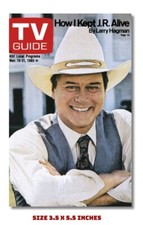 J.R. LARRY HAGMAN FRIDGE MAGNET 1980 TV GUIDE COVER 3.5 X 5.5 