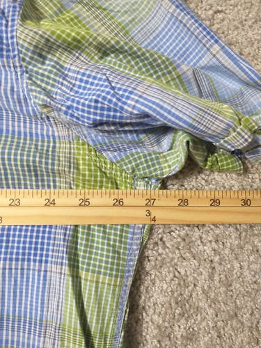 Nautica Shirt Adult XXL Green Blue Button Up Short Sleeve Men - Picture 10 of 14