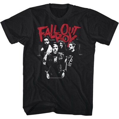 Fall Out Boy Logo Adult T Shirt New Band Photo Music Rock Band Black Cotton 