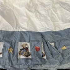 Vintage BLUE JEAN TEDDY Noahs ArkCrib Skirt Dust Ruffle Toddler Baby