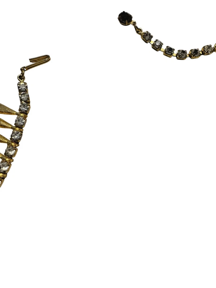 Collar Gabby Ave de 16" vintage de diamantes de imitación de cristal tono dorado cepillado Mid-Century Foto 4 de 4