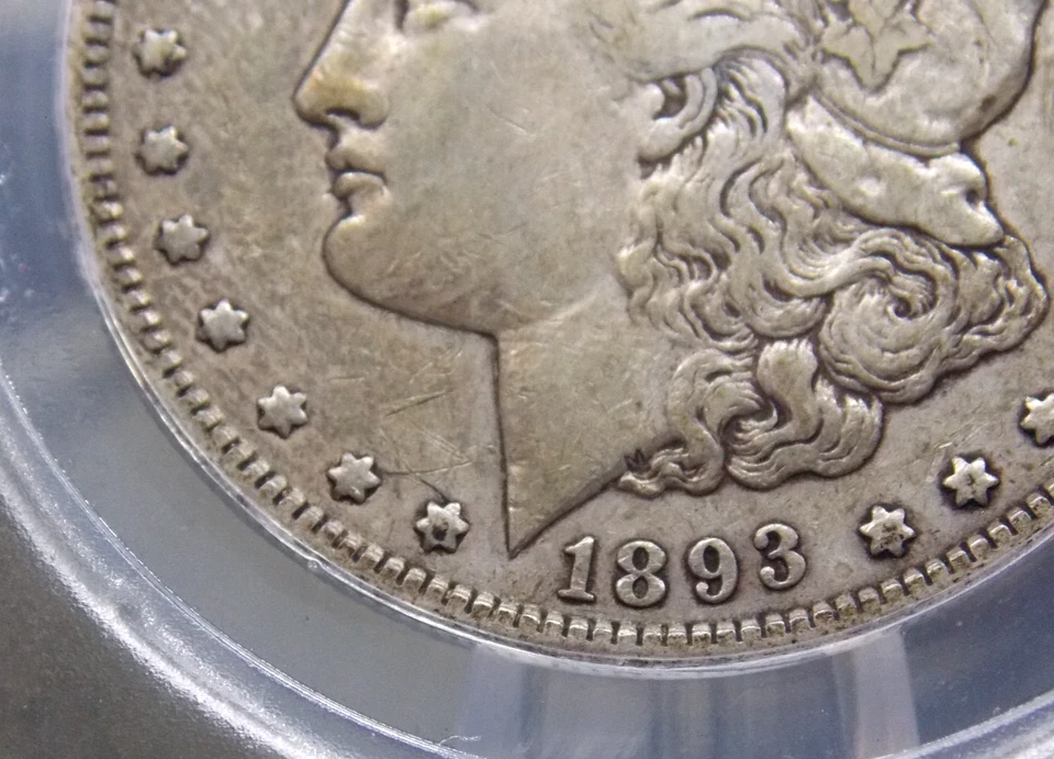 1893 "P" Morgan SILVER Dollar $1 ANACS EF40 XF Details #467 Extra Fine ECC&C Inc - Image 2 of 4