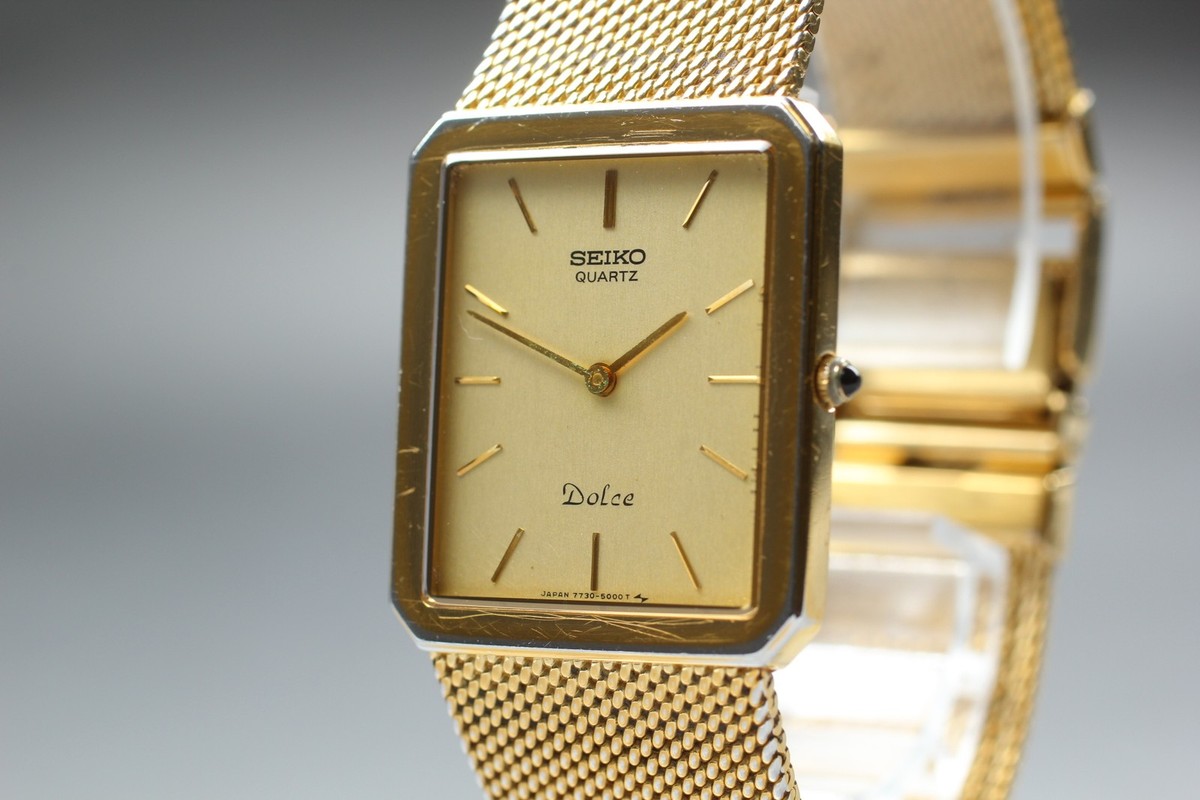 SEIKO DOLCE アナログ時計 ゴールド 希少】SEIKO 腕時計 初代DOLCE メンズ ゴールド 新品電池 - メルカリ