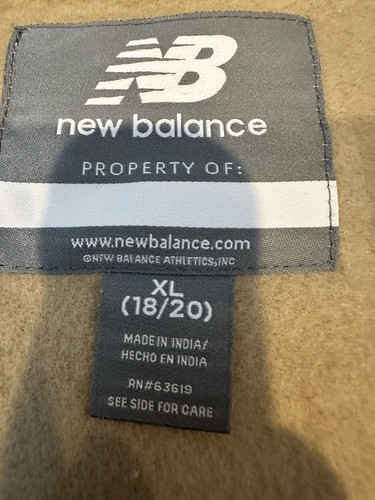 NWT Boy’s Youth New Balance Fleece Jacket 18-20, Tan Black Casual Athletic, Snap - Picture 3 of 10