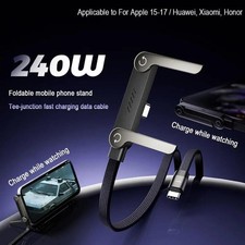 USB C to USB C Fast Charging Cable with Phone Stand, Type-C Charger for Android